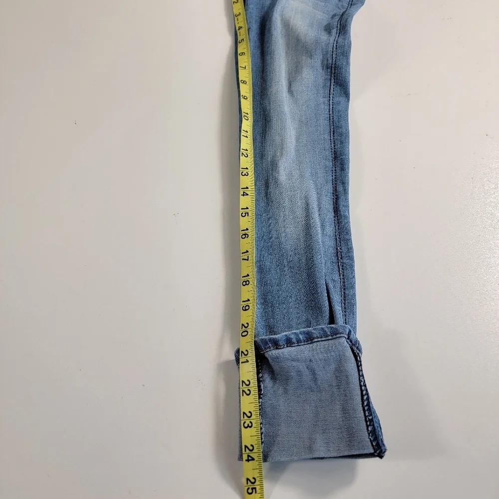 Hudson Girls Blue Distressed Jeans Size 14 stretch flap pockets cropped ankle ^^